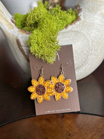Beaded Sunflower Earrings