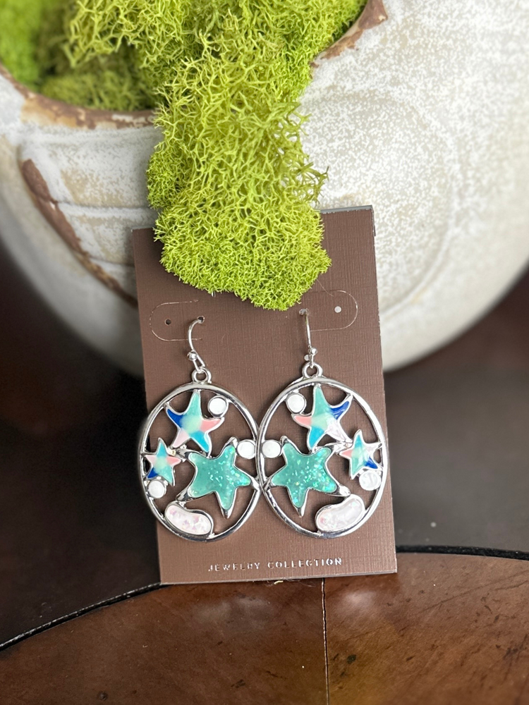 Silver Resin Starfish Earrings