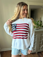 American Flag Drop Shoulder Sweater