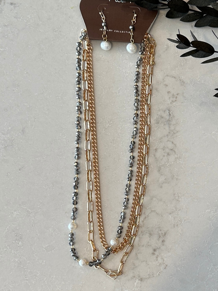 Freshwater Pearl Glass Bead Necklace Set