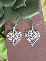 Silver Filigree Heart Earrings