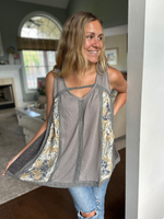 Sleeveless Detail Top in Charcoal