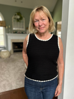 Crochet Sleeveless Sweater Top in Black