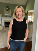 Crochet Sleeveless Sweater Top in Black