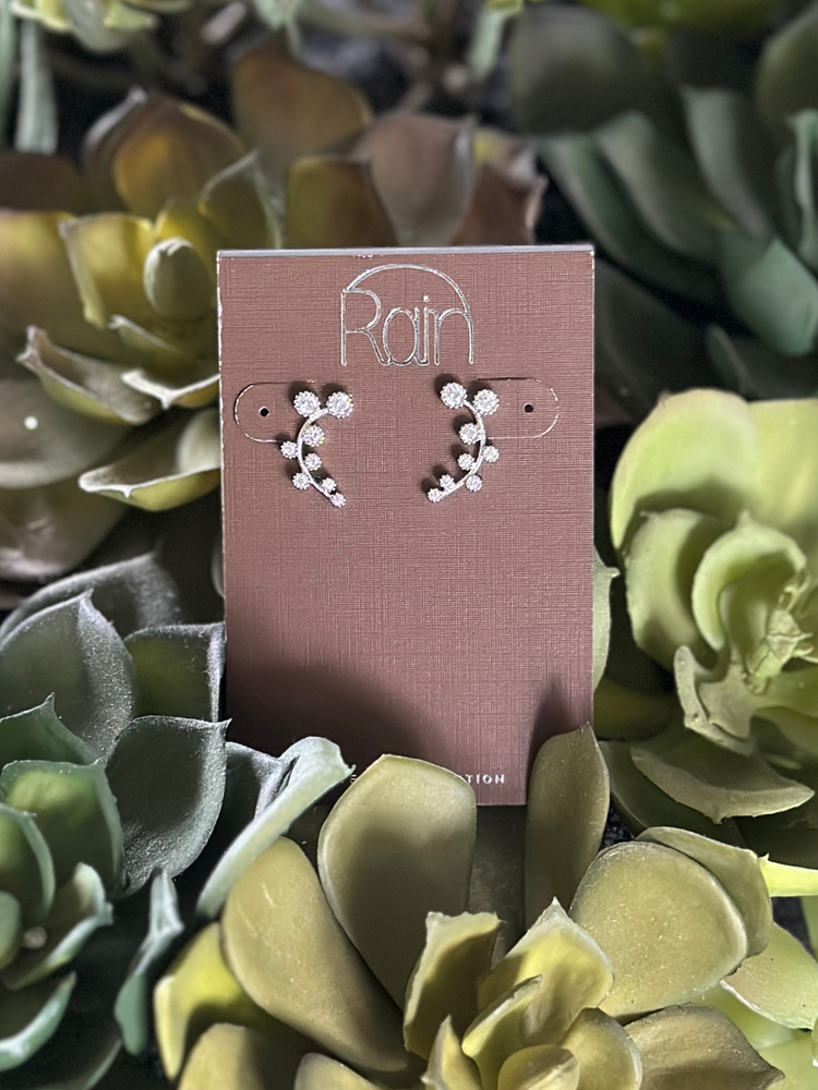Silver Crystal Branch Earrings