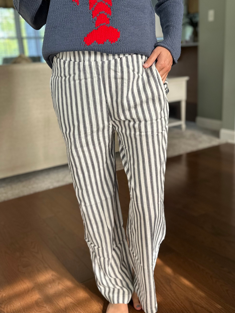 Striped Linen Wide Leg Pants