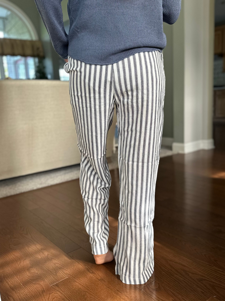 Striped Linen Wide Leg Pants