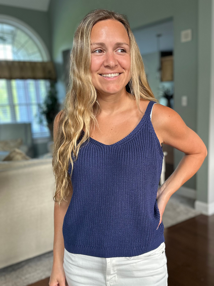 Sweater Cami Top in Navy