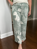 Leaf Printed Smocked Wide Leg Pants