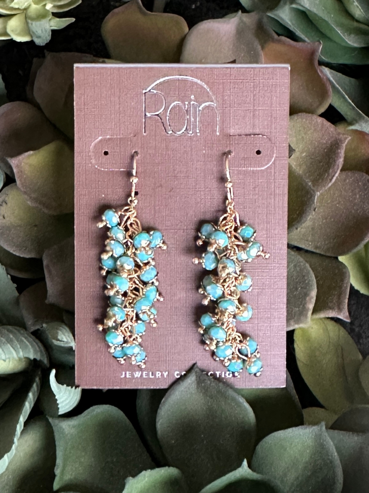 Blue Beaded Bunch Earrings