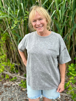 Good Vibes Embroidered Mineral Wash Top