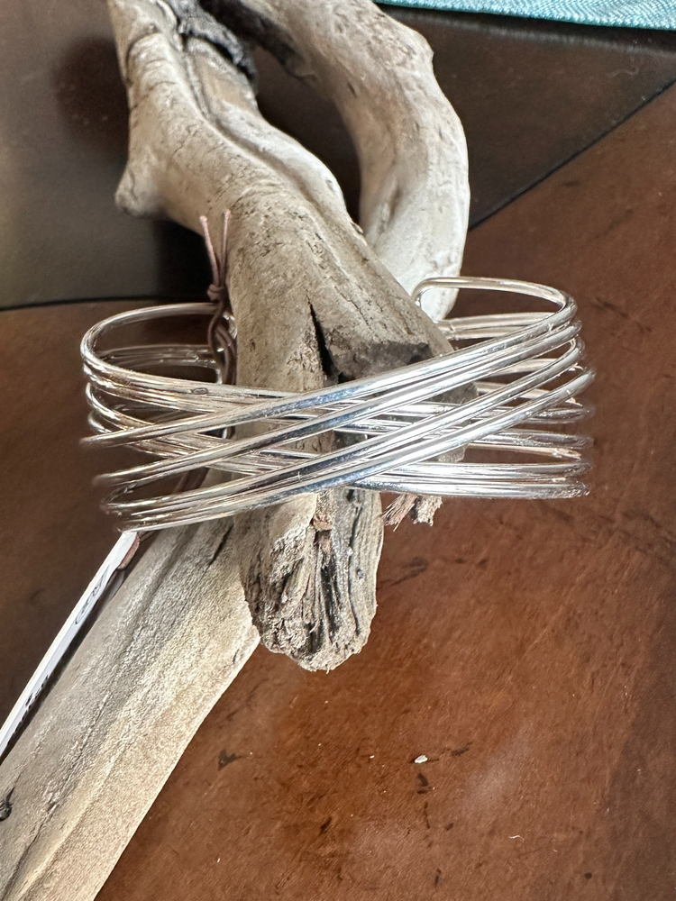 Silver Crosswire Cuff Bracelet