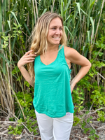High Low Cutout Tank in College Green