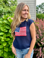 American Flag Crochet Knit Top