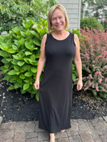 Sleeveless Flared Maxi Dress in Black