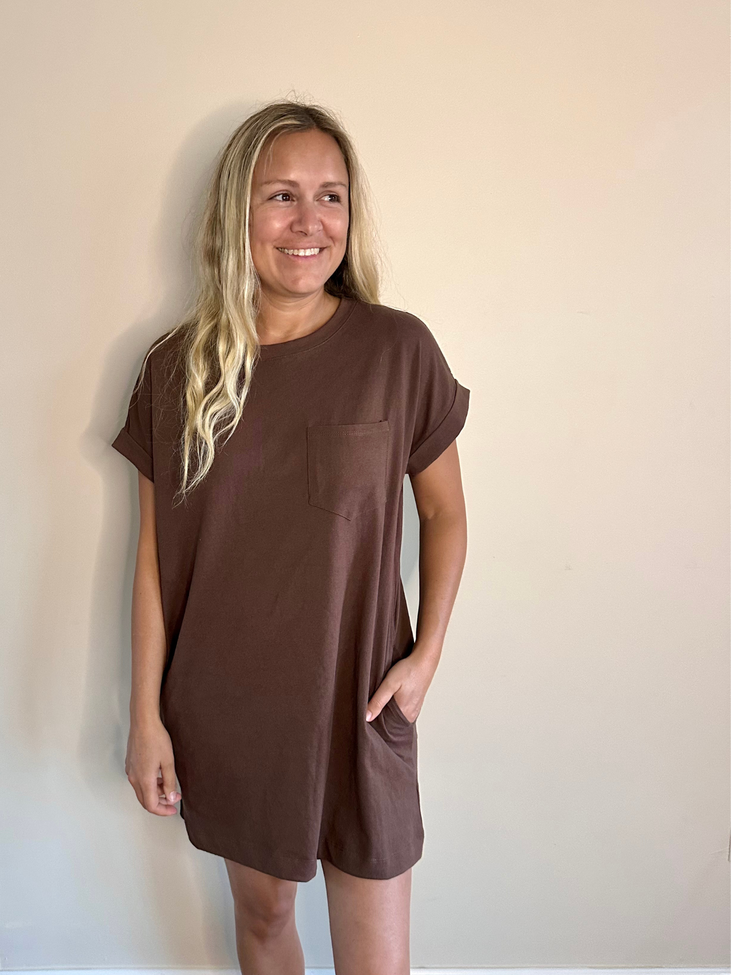 Brown Cotton T-Shirt Mini Dress – Wild Magnolia