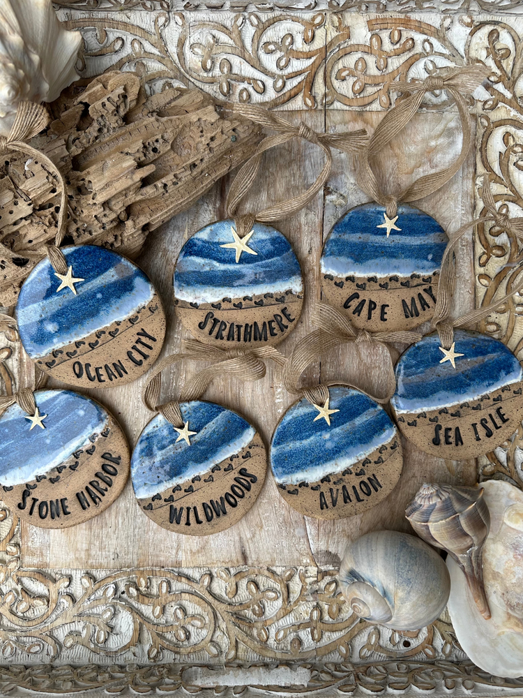 Cape May County Beach Town Pottery Ornaments