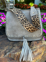 Grey Bailey Crossbody with Leopard Contrast Strap
