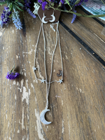 Silver Moon and Stars Layered Necklace Set