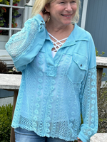 Pure Water Blue  Lace Crochet Top