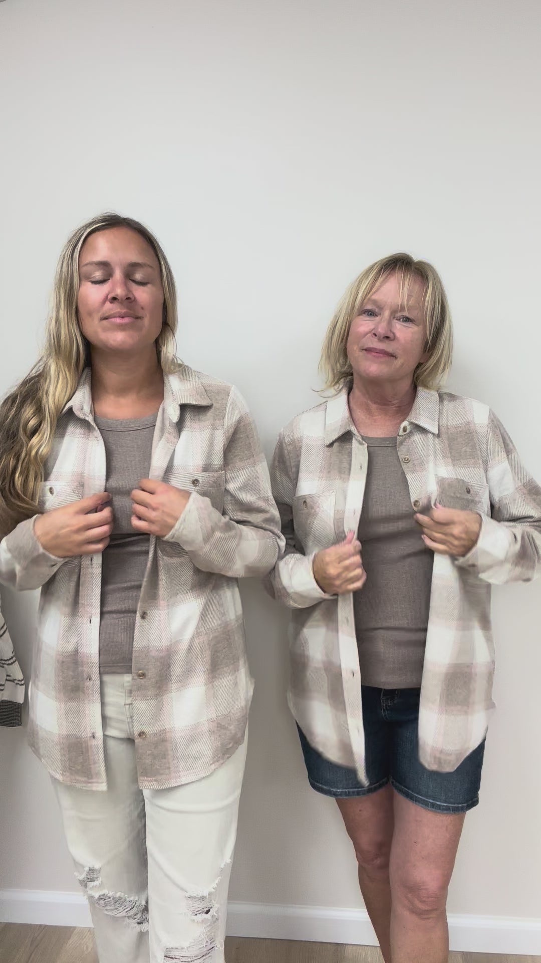 The Cassian Top in Sand Taupe Plaid