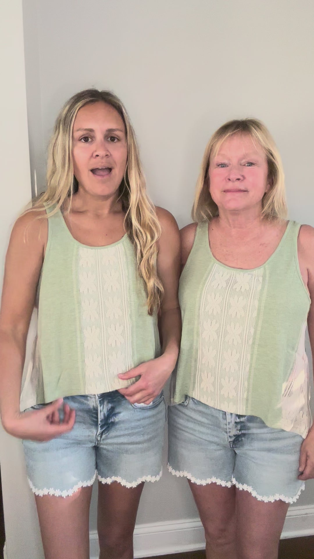 Floral Lace Sleeveless Top in Sage