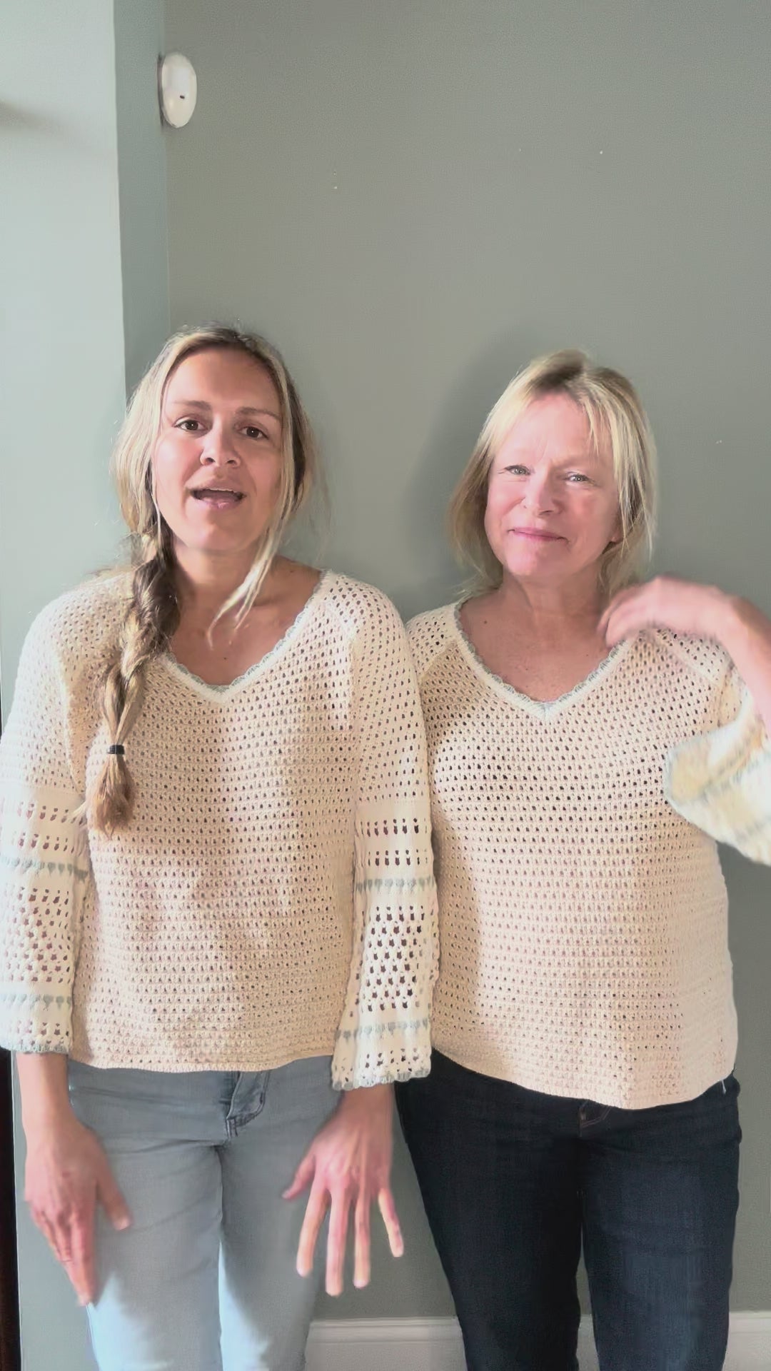 Raglan Sleeve Crochet Sweater in Oatmeal