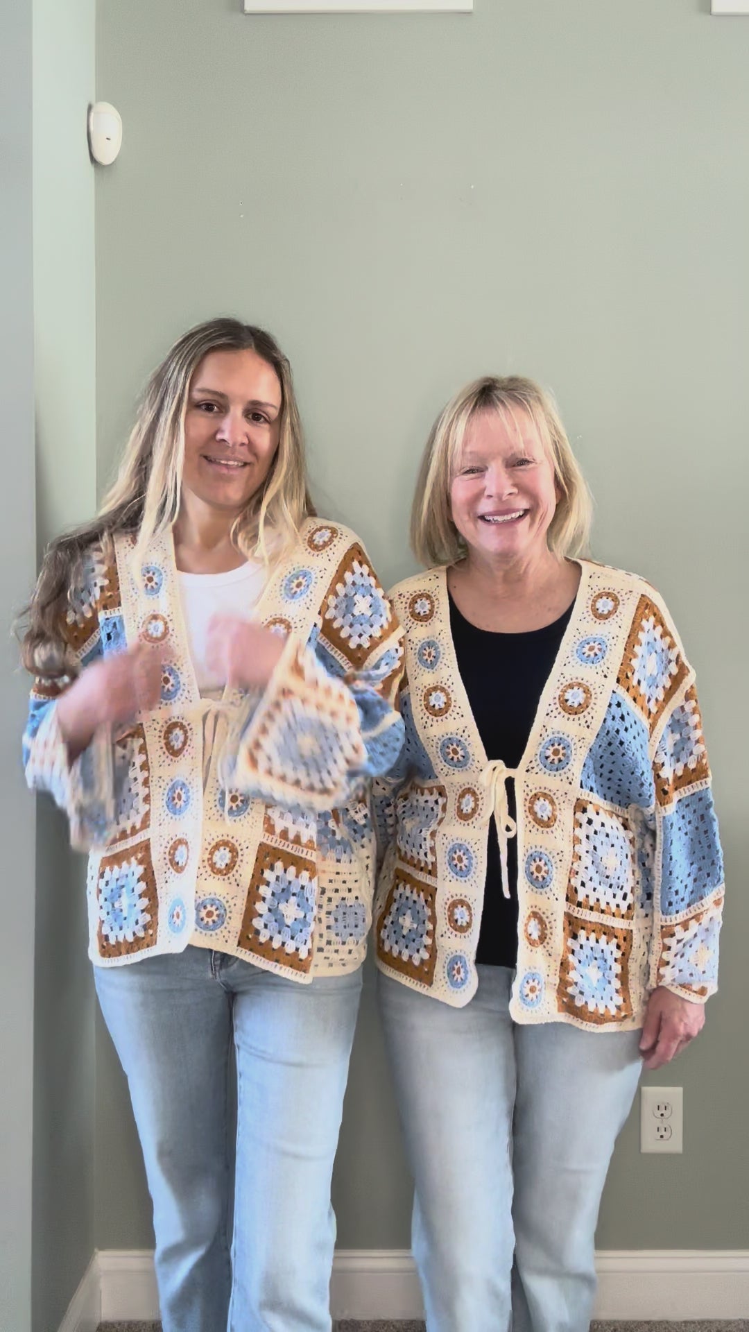 Boho Crochet Cardigan in Blue Multicolor