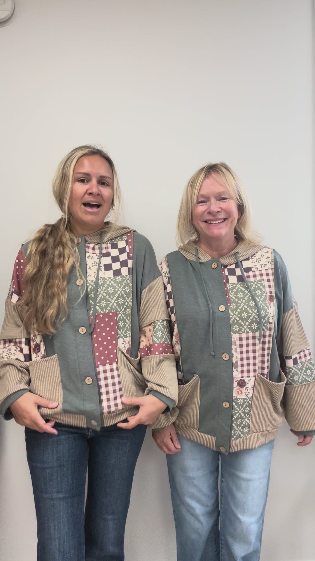 Button Down Lightweight Patchwork Hoodie