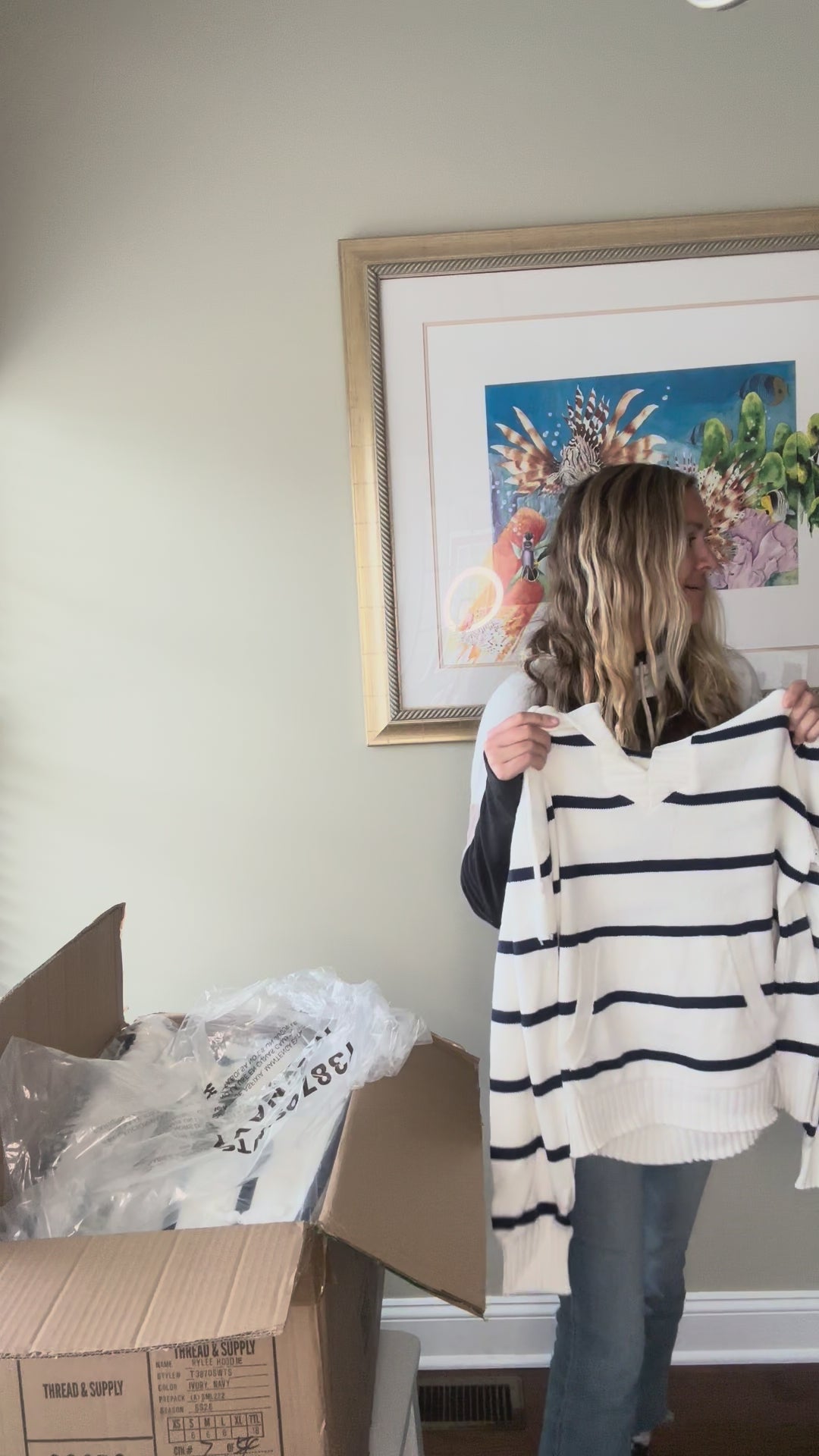 The Rylee Hoodie in Ivory Navy