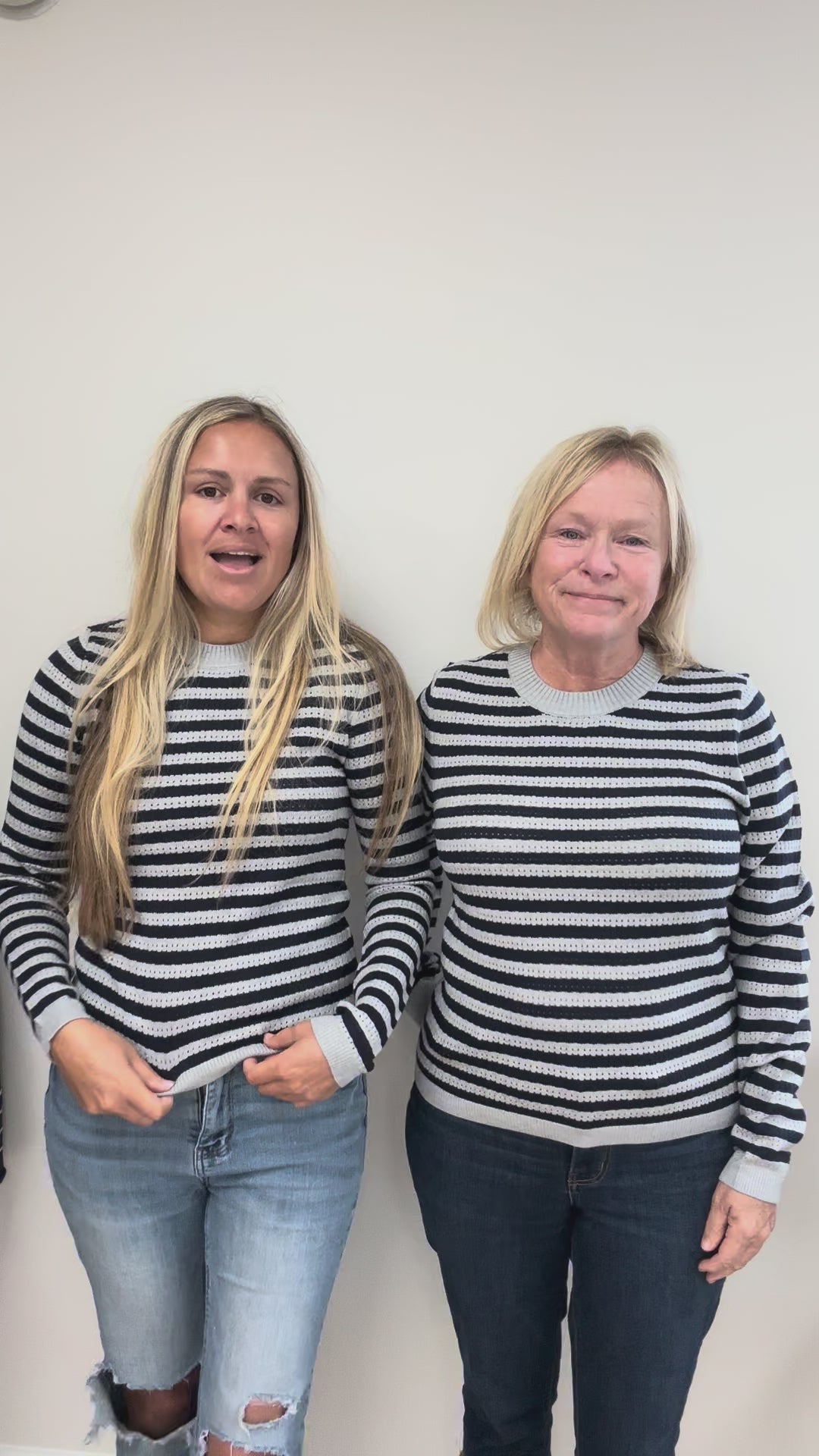 The Lawson Sweater in Heather Gray Navy Stripe