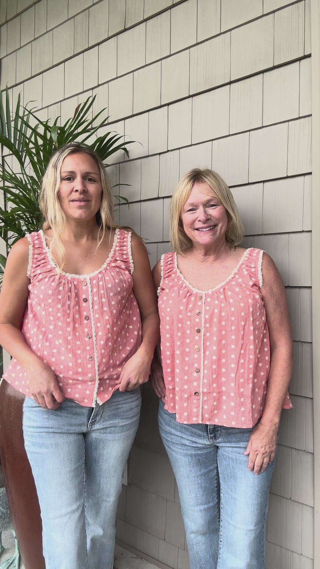 Sleeveless Coral Polka Dot Top