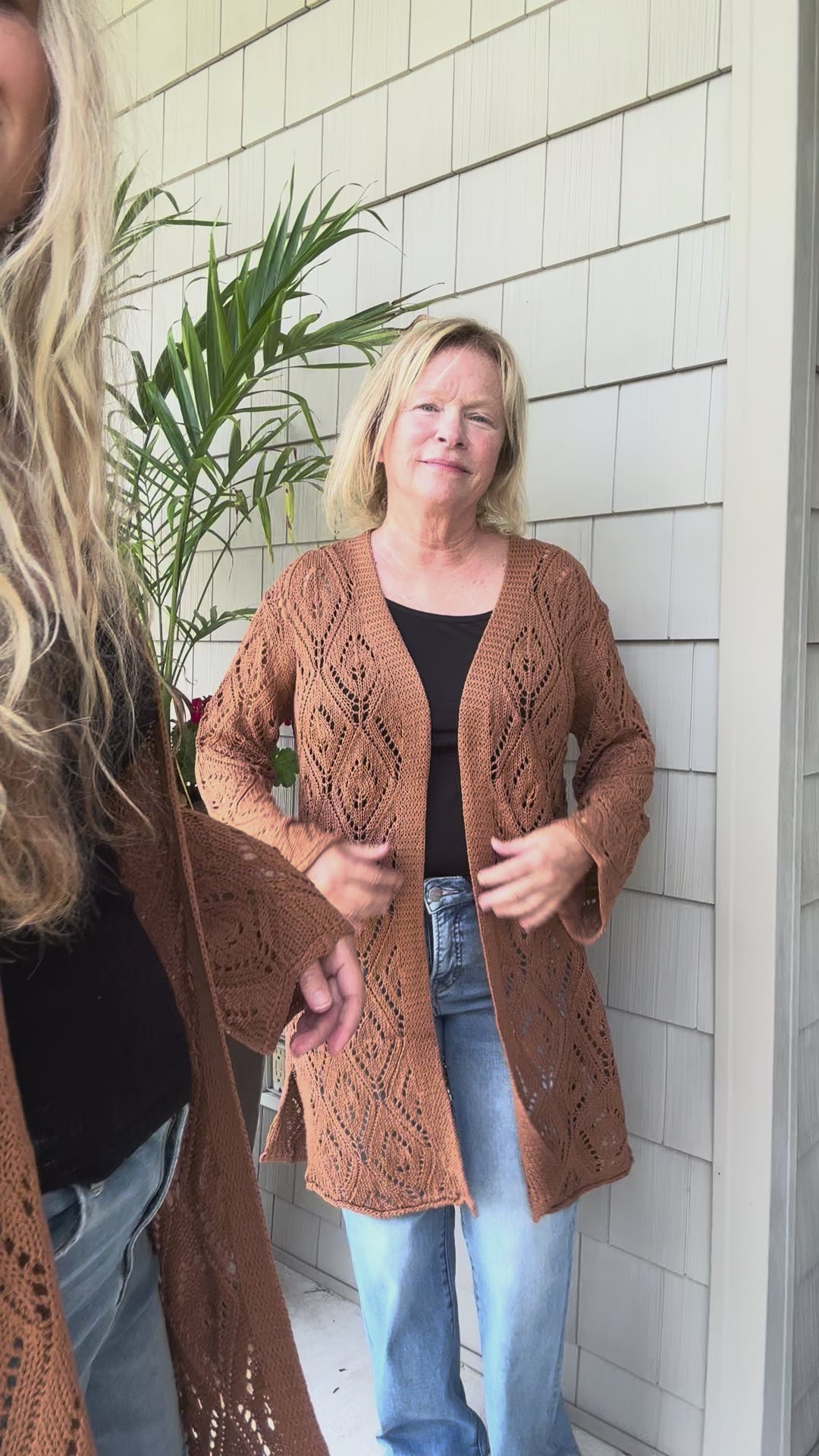 Crochet Maxi Cardigan in Cinnamon