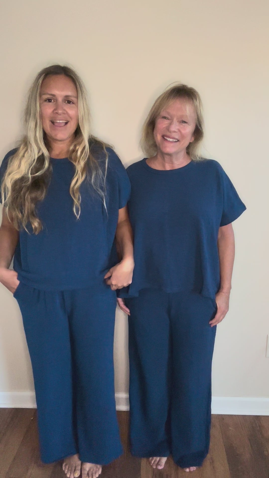 Cotton Slub Top & Pants Set in Navy