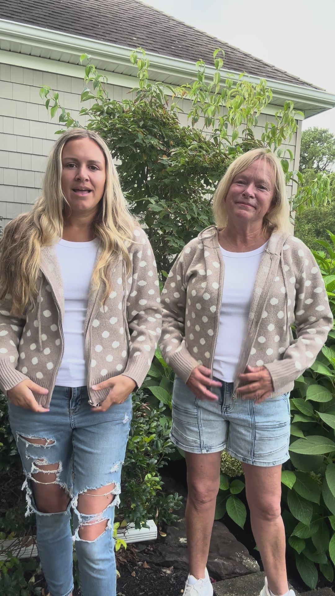 Polka Dot Zip Up Hoodie