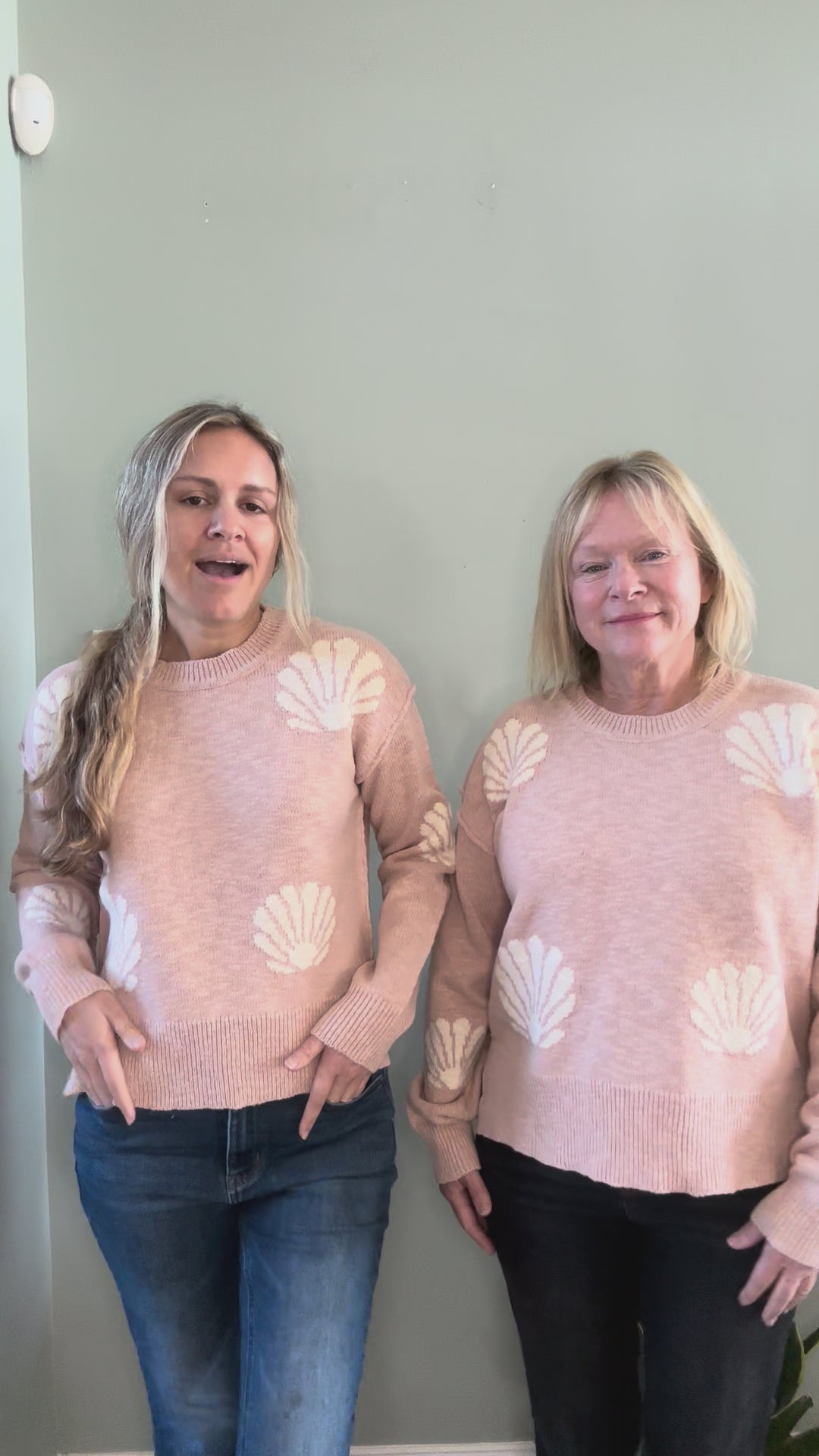 Seashell Crew Neck Pullover Sweater