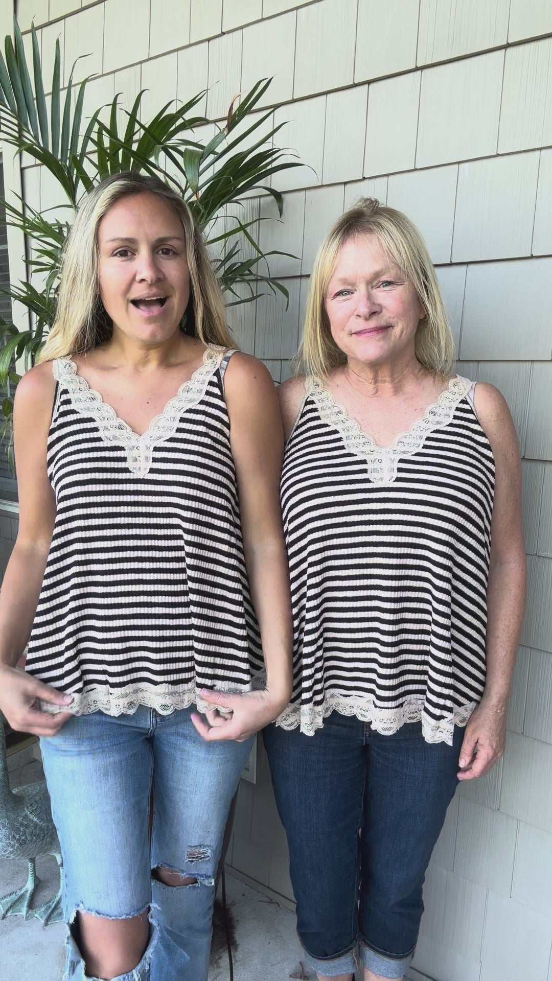 Black and White Stripe Sleeveless Top