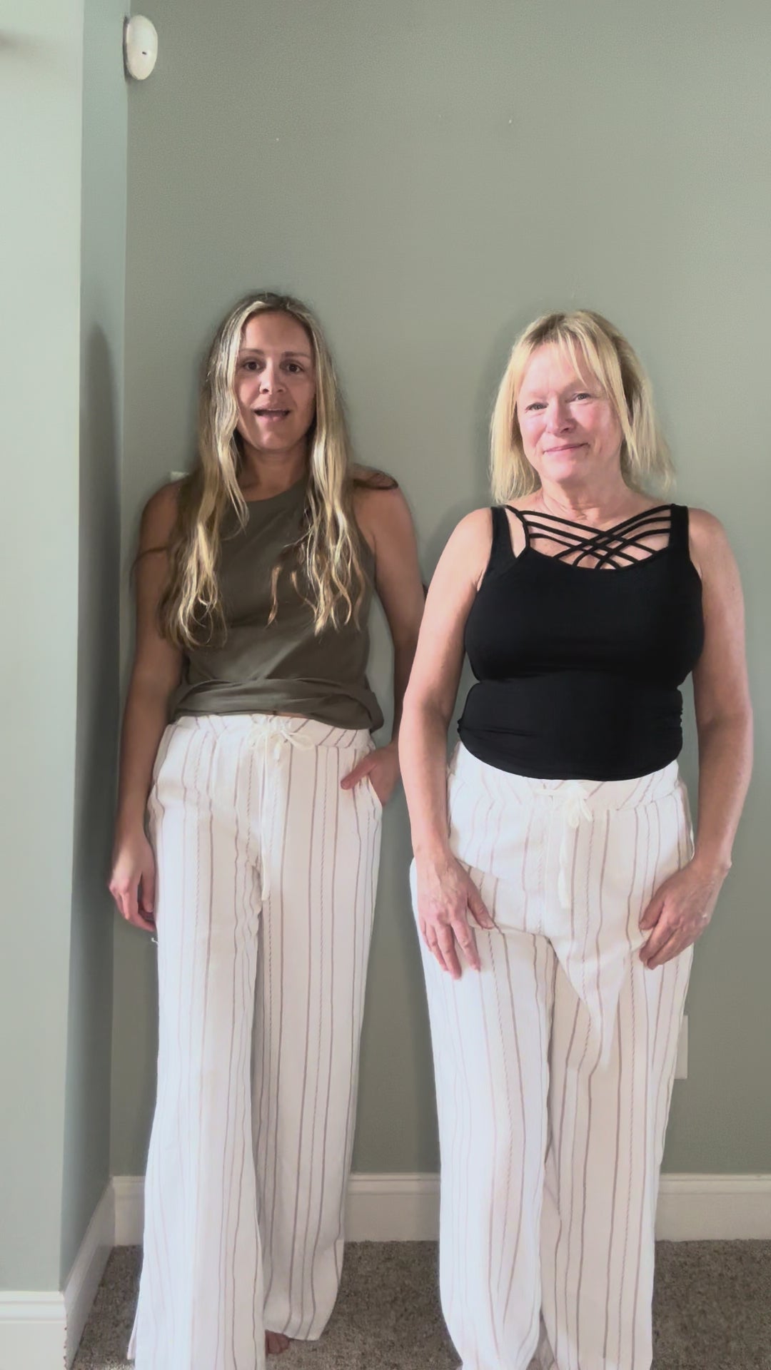 The Amorette Pants in Ivory Taupe Stripe