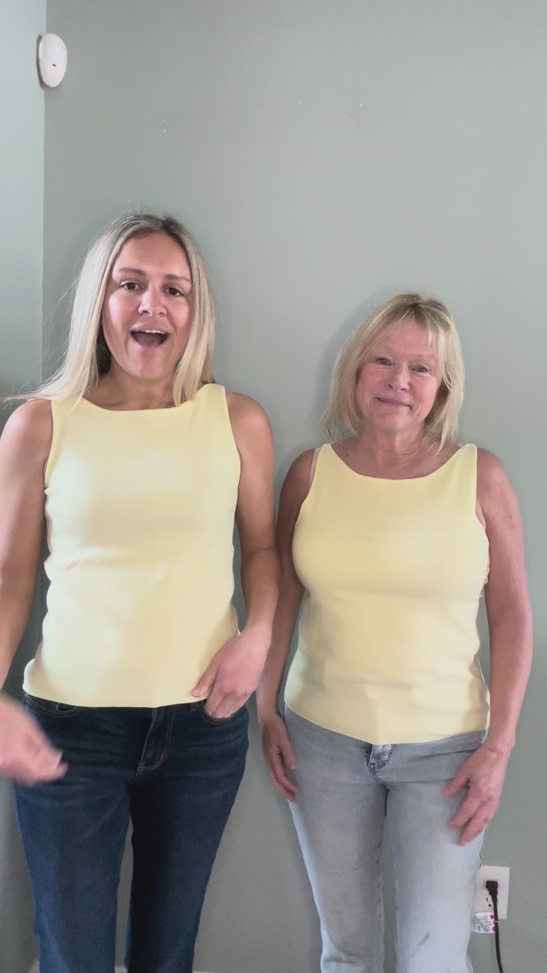 Boat Neck Sweater Tank in Lemon