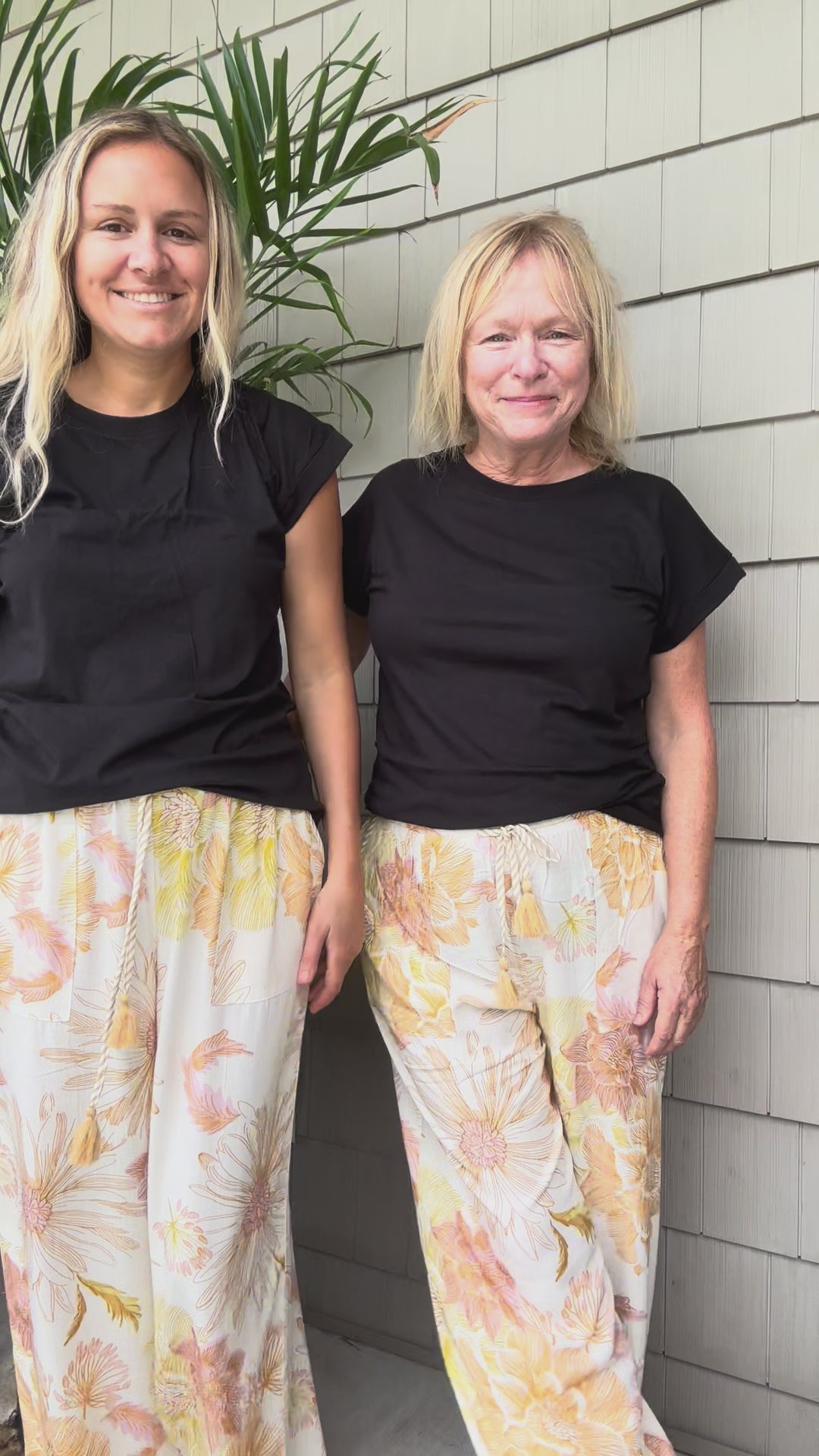 Tropical Sun Striped Floral Print Pants