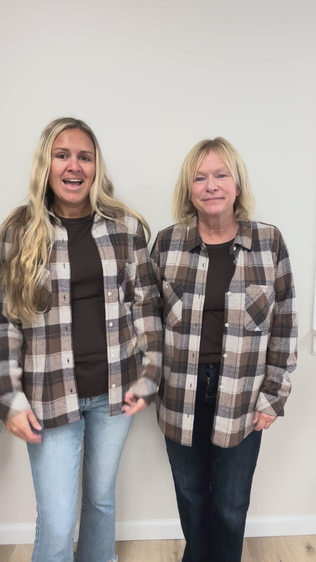 The Lewis Top in Cream Brown Plaid