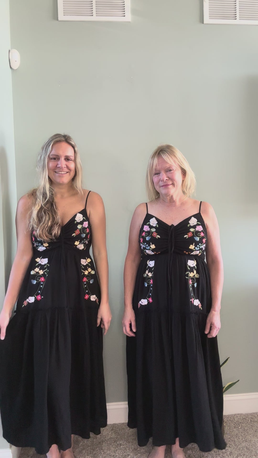 Embroidered Long Black Boho Dress