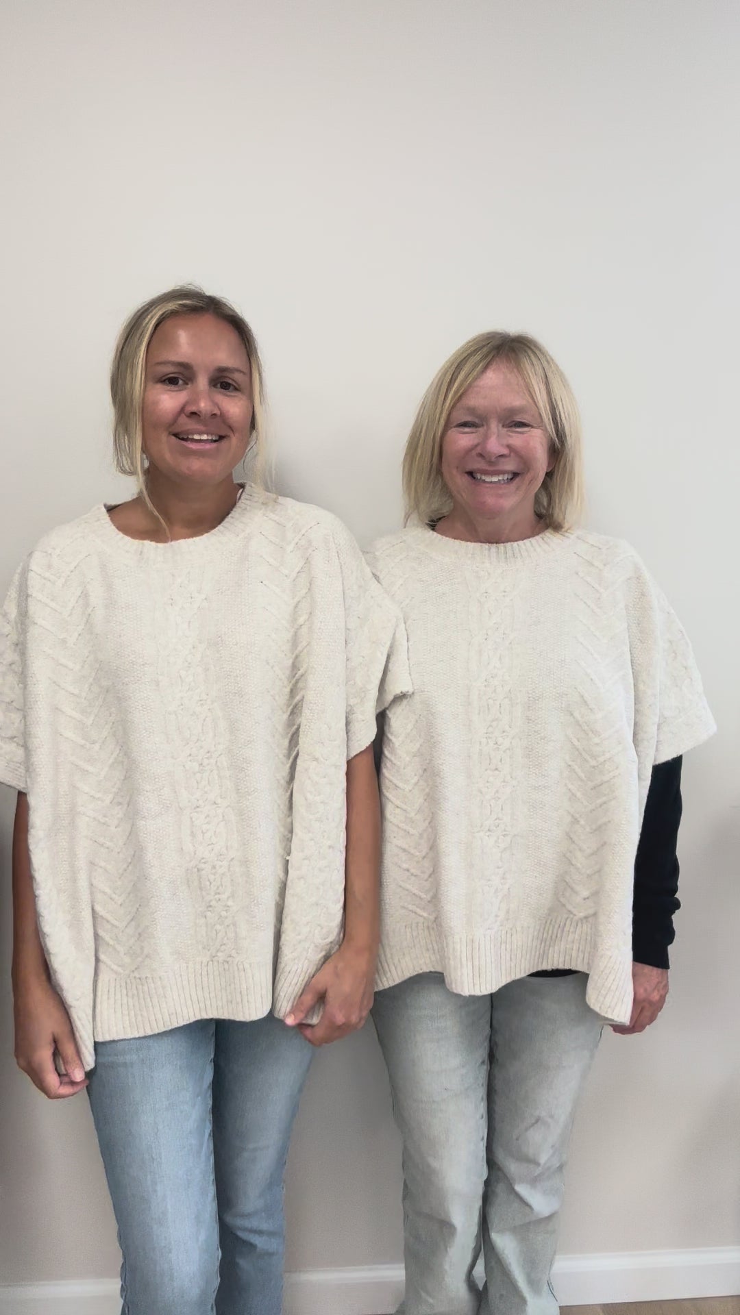 Cable Knit Poncho Sweater in Oatmeal