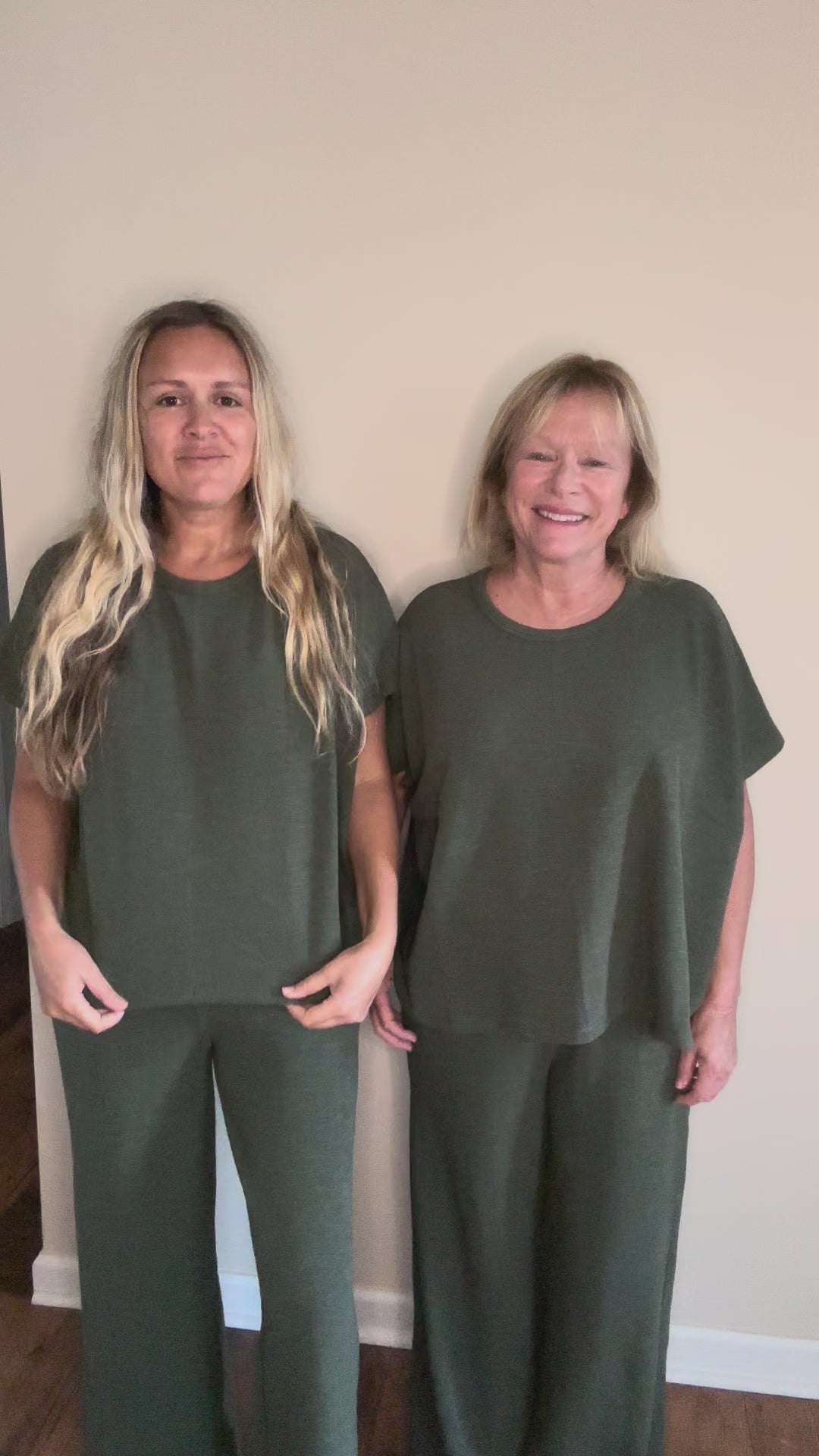 Cotton Slub Top & Pants Set in Olive