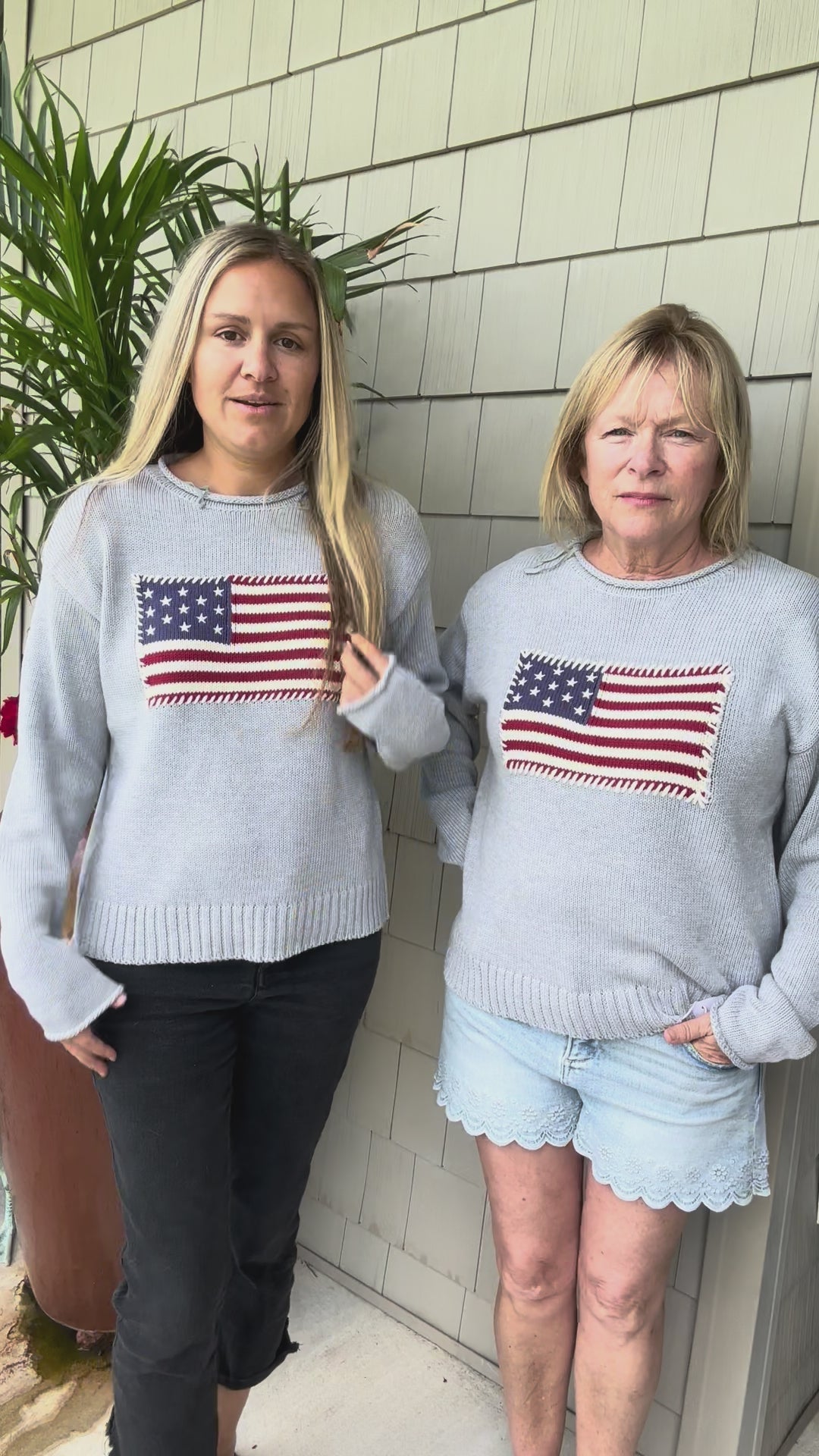 Gray Stitch American Flag Sweater