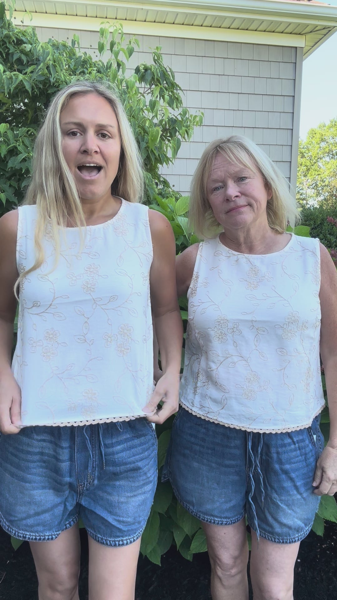 Embroidered Floral Lace Trim Top in Cream
