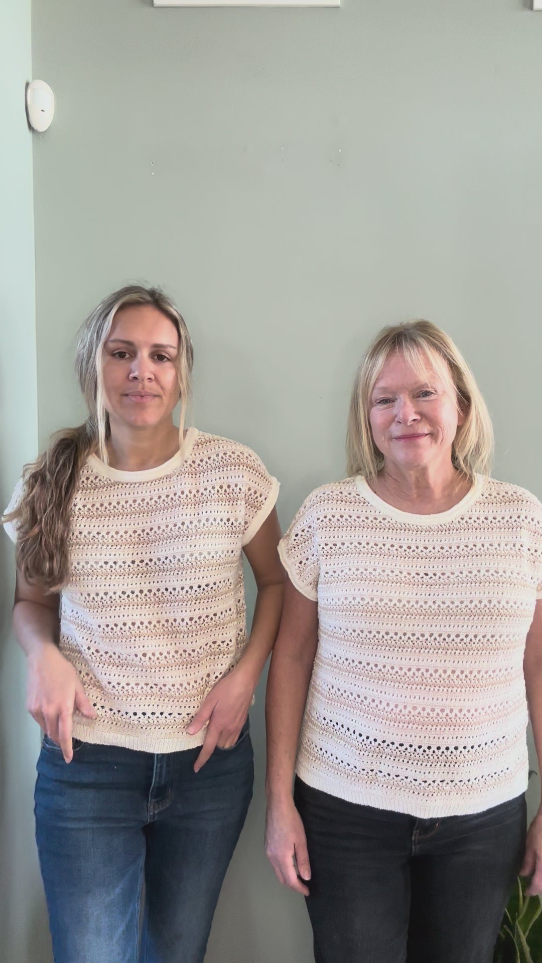 Crochet Natural Knit Short Sleeve Top