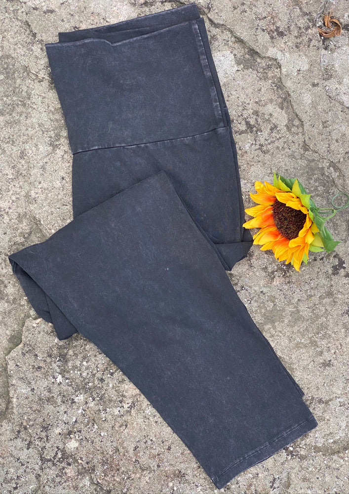 Black Mineral Wash Capri Leggings in Plus - Wild Magnolia