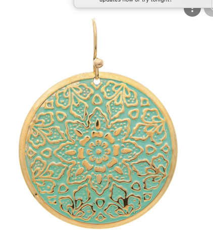 Gold Green Patterned Disc Earrings - Wild Magnolia