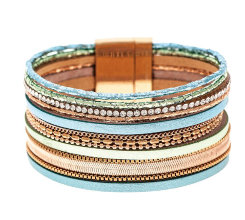 Mixed Media Magnetic Bracelet - Wild Magnolia